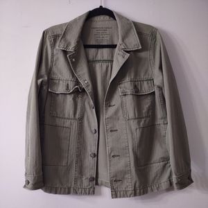 American Eagle Army Green Distressed Jacket, Size Medium